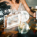 Women Cute Clear Acrylic Box Clutch Crossbody Purse Evening Bag E7E1