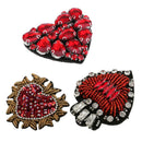 3pcs Beaded Crystal Heart Badge Appliques Patch Sew on Patch DIY Accessories