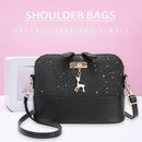 Shell Shoulder Handbag Women Shining Sequins PU Leather Messenger Bag/Black