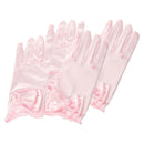2 Pairs Girls Satin Princess Gloves Wedding Bow Party Gloves Wrist Length