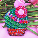 4pcs DIY Full Drill Diamond Painting Special Shaped Cactus Keychain Jewelry