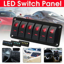 6 Gang 2LED Light Rocker Switch Panel Circuit Breaker 12V-24V Boat Marine W