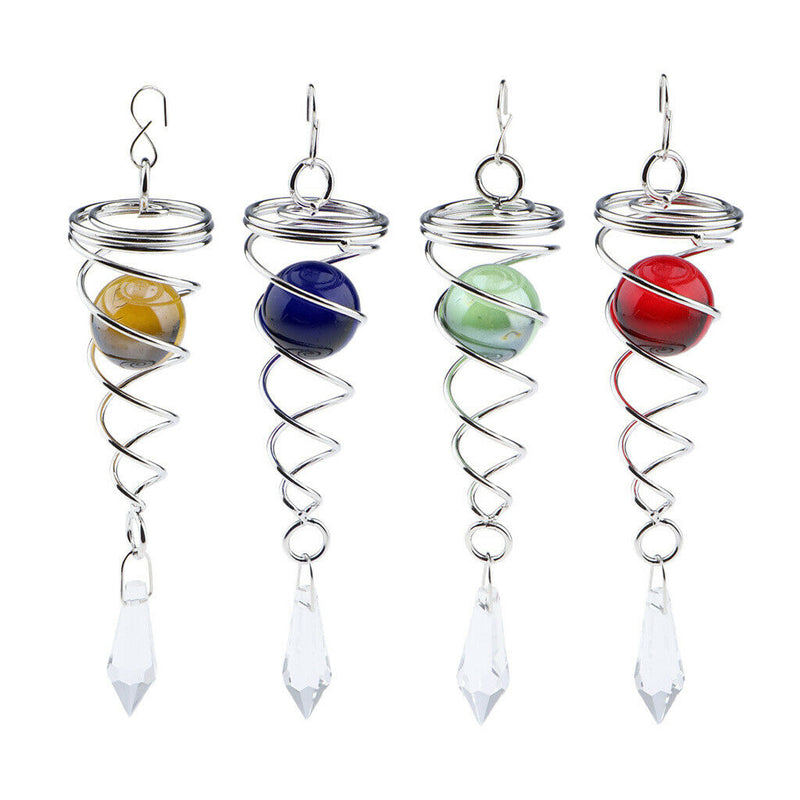 4 Piece 4.5-inch Spiral Crystal with Crystal. Wind /Spinner Ornament Accessory