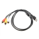 USB Male A to 3x RCA AV A/V TV Adapter Lead Cable 5Feet