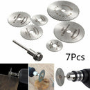 7Pcs Cutting Discs Mandrel HSS Rotary Circular Saw Blades Tool Cutoff - OZ