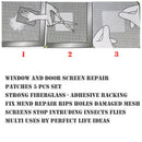 5Pcs Home Window and Door Screen Repair Patch Adhesive Repair Kit