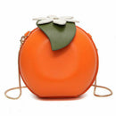 Fruit Orange Shaped Women Pu Leather Clutch Purse Cross Body Bag