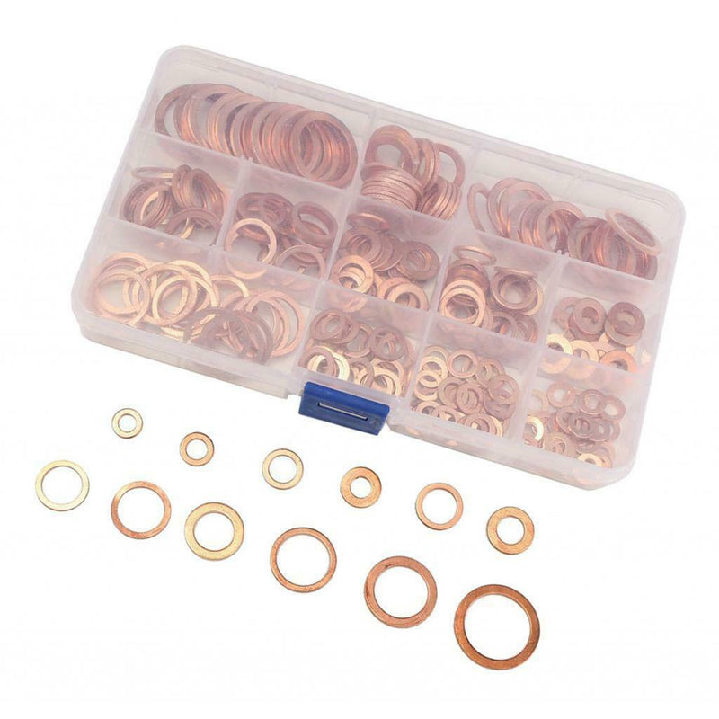 M5-M14 Copper Oil Seal Washer Gasket Flat Assorted w/ Box Set Hardware Parts