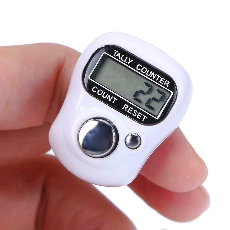 Stitch Marker Row Finger Ring Counter LCD Electronic Tally Counter (White) A