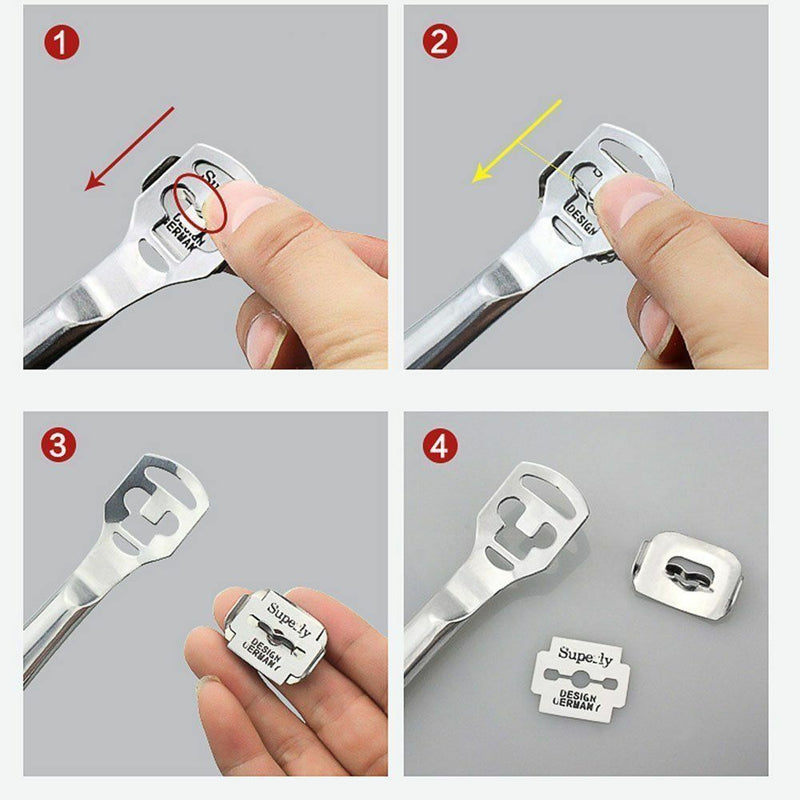 Foot File Hard Skin Remover Callus Shaver Corn Cutter Pedicure Tool + 10 Blades