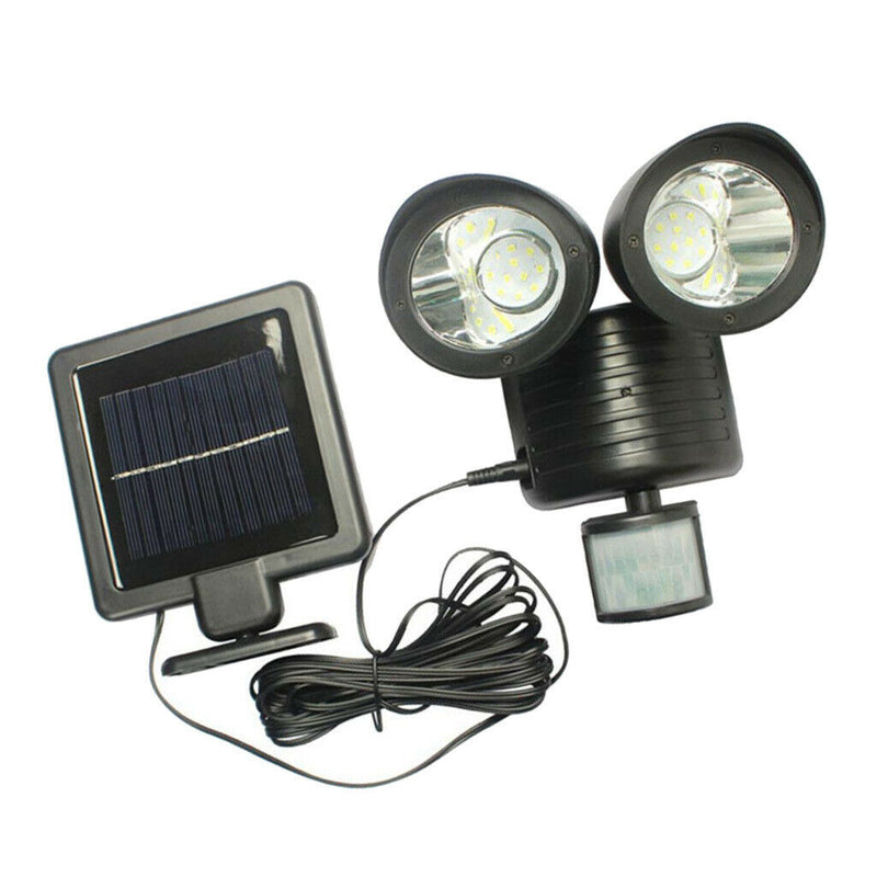 Solar Power PIR Motion Sensor 22 LED Dual Wall Light Outdoor Garden Lamp