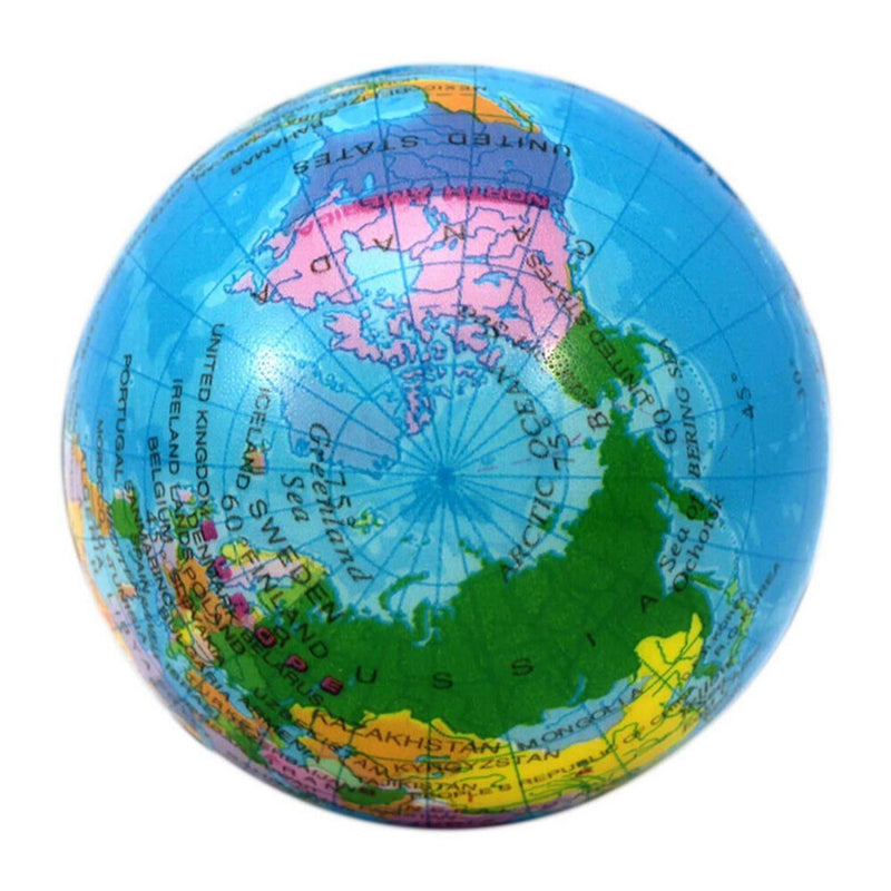 World Map Earth Globe Soft Squeeze Foam Ball Hand Wrist Exercise Stress ReliefME