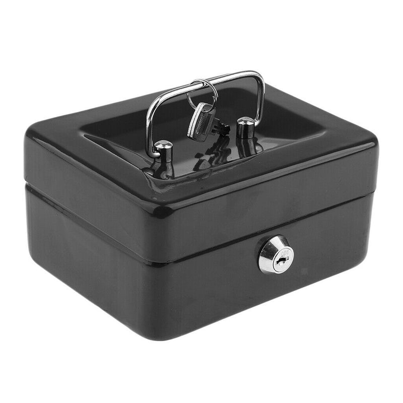 Small Cash Box with Key Lock Portable Metal Money Box with Layer & 2 Keys for