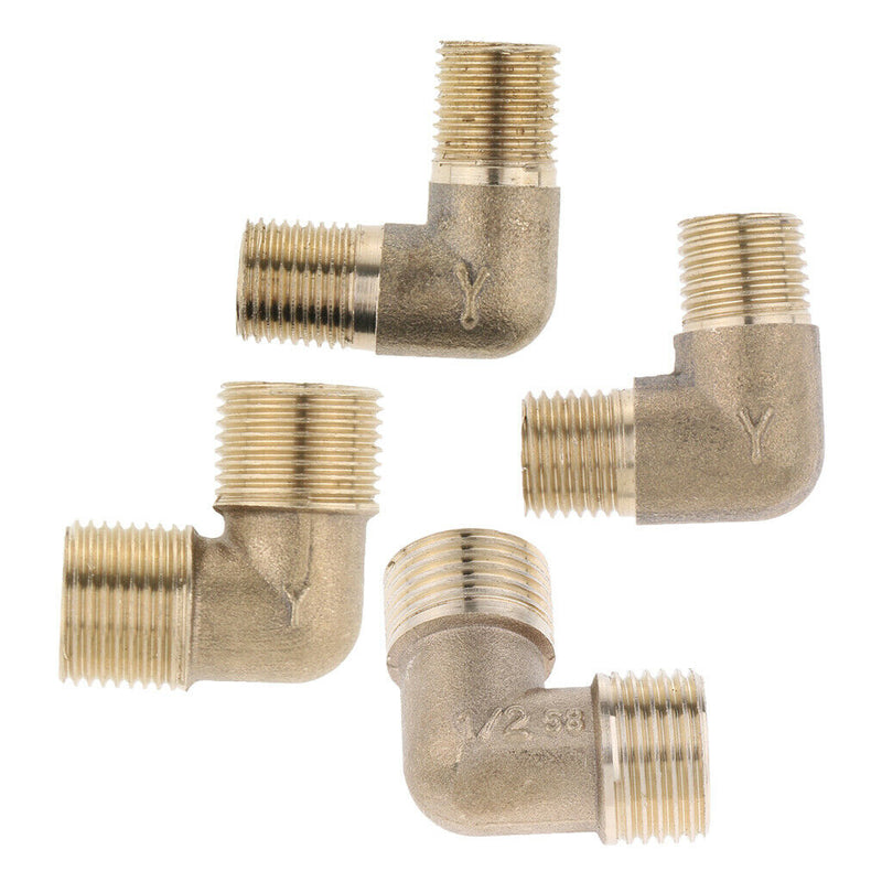 Elbow Brass Pipe Fitting Coupler 90 Degree 1/8 inch Male Thread Connector, easy