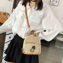 Pineapple Print Small Travel Backpacks Women Straw Shoulder Crossbody Bags