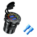 Car Motorcycle Dual USB Charger 4.8A Power Socket with Switch + Terminals