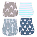 4pcs Three Layers Cartoon Print Baby Feeding Nursing Burping Towels Bib