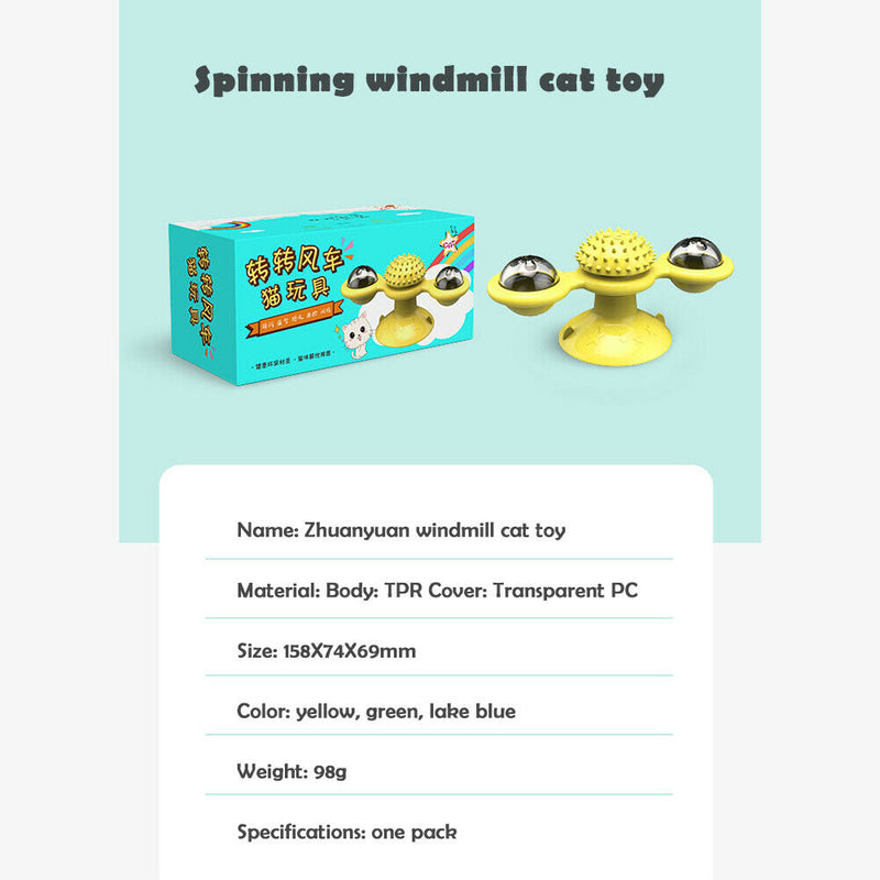 Cats Puzzle Turntable Windmill Ball Interactive Toys Pet Supplies (Yellow)