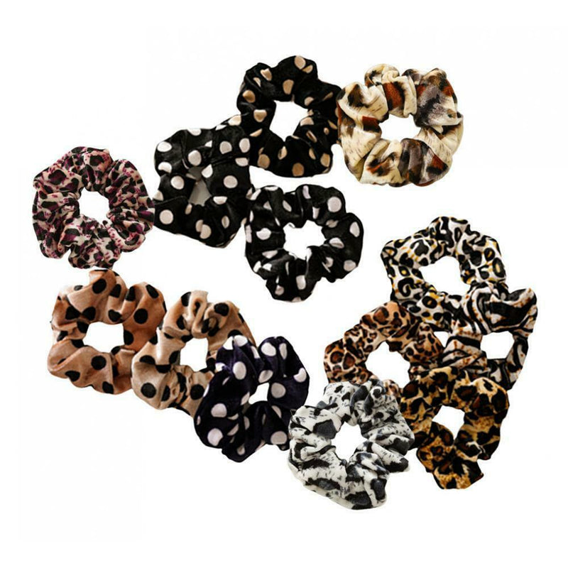 13-Pack Leopard Velvet  Scrunchies Animal Print Hair Tie Accessories