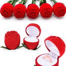 Red Rose Flower Jewelry Storage Box Engagement Ring Display Case Holder NTJC,a