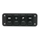 Marine Car RV Boat Truck 4 Gang Blue LED Rocker Switches Plastic Panel 12V