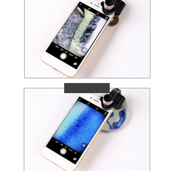 90X Clip-On Type Cell Phone Mini Microscope LED UV Light Jeweler Microscope for