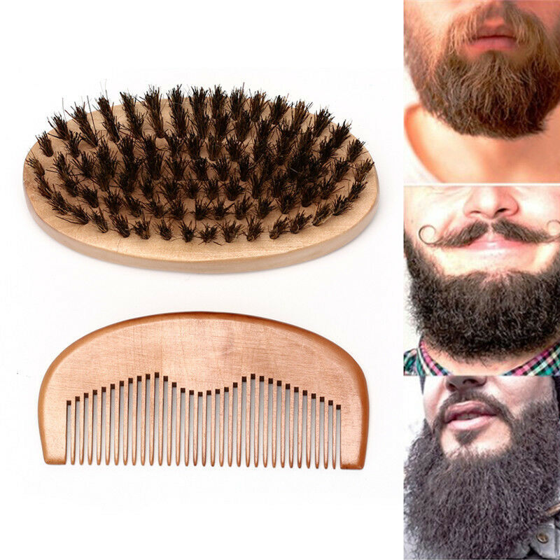 Beard Brush & Beard Comb Boar Bristle Comb Mens Mustache Care Grooming Kit To Nw