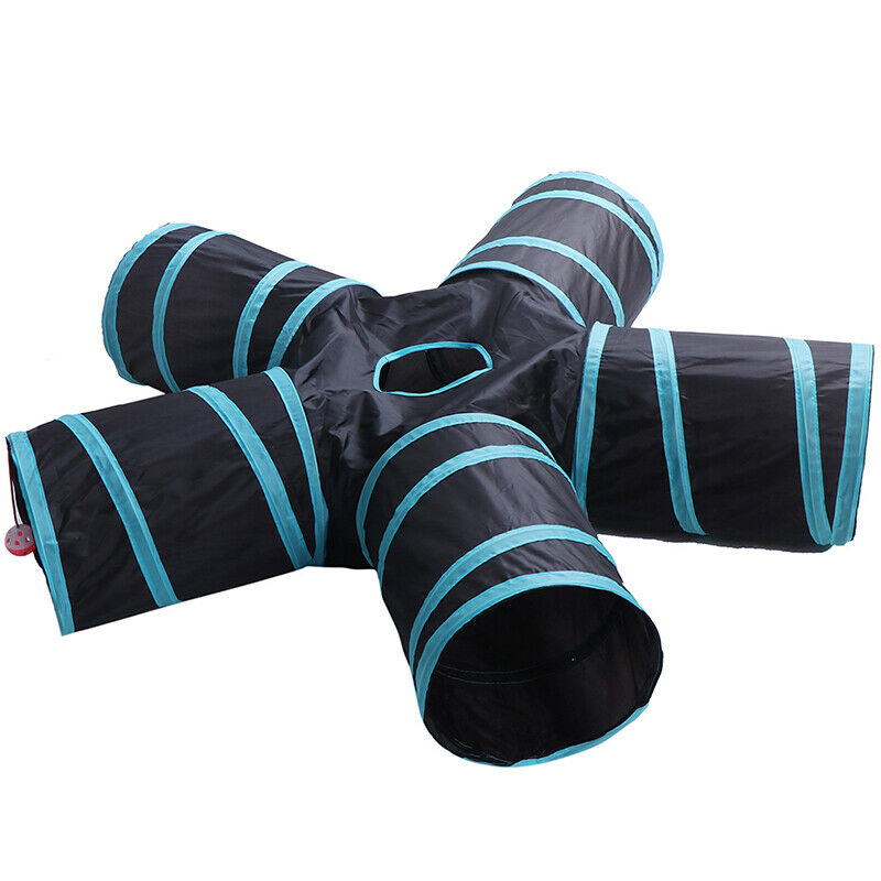 5 Holes Funny Pet Cat Tunnel Play Tubes Balls Collapsible Crinkle Kitten  3C