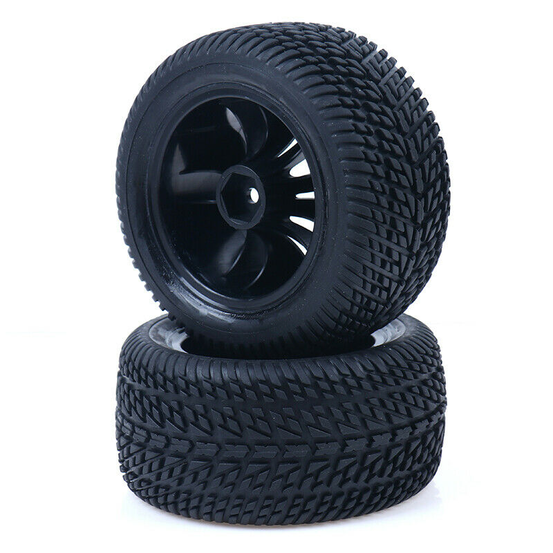 2x/set Rubber Pneus Racing Car Tyre Tires & Plastic Hubs Wheel RimsJR