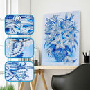 5D DIY Special Shaped Diamond Painting Blue Flowers Cross Stitch Embroidery