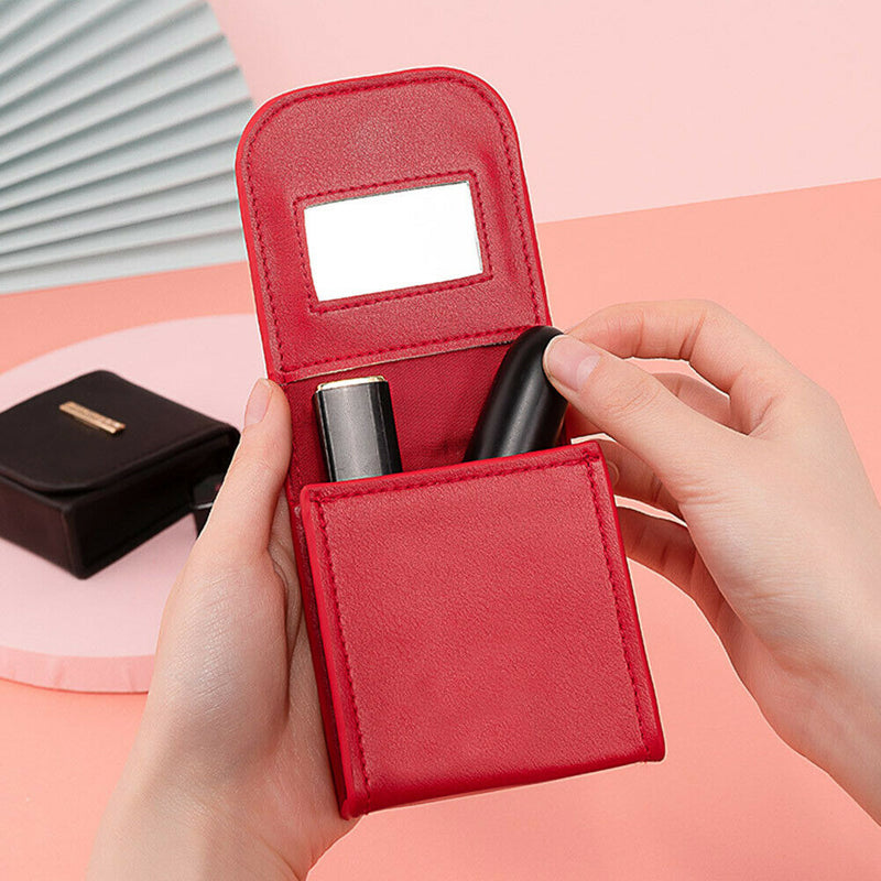 Mini Lipstick Bag PU Portable Travel Cosmetic Makeup Case Pouch (Red) A