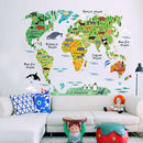 Removable Animal World Map Wall Stickers Home Bedroom Background Wall Decor