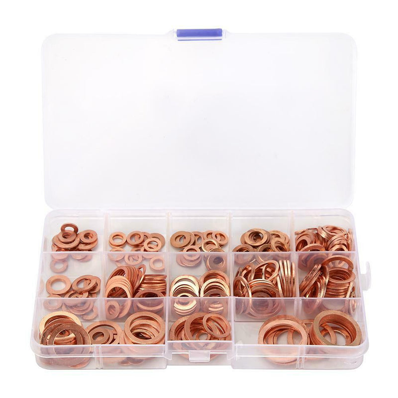 280pcs Solid Copper Washer Flat Ring Gasket Sump Plug Oil Seal Fittings