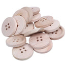 50 Pcs Mixed Wooden Buttons Natural Color Round 4-Holes Sewing Scrapbooking