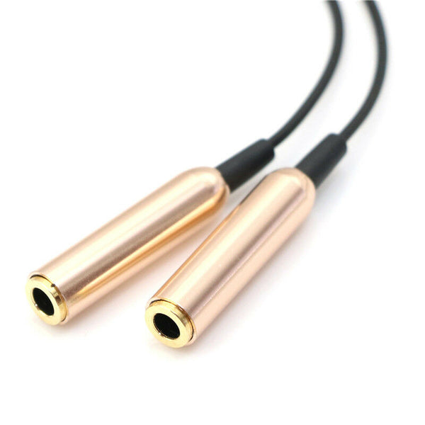 3.5MM Jack Plug Y Splitter Audio Stereo Extension Earphone Headphon Cable GoldJR