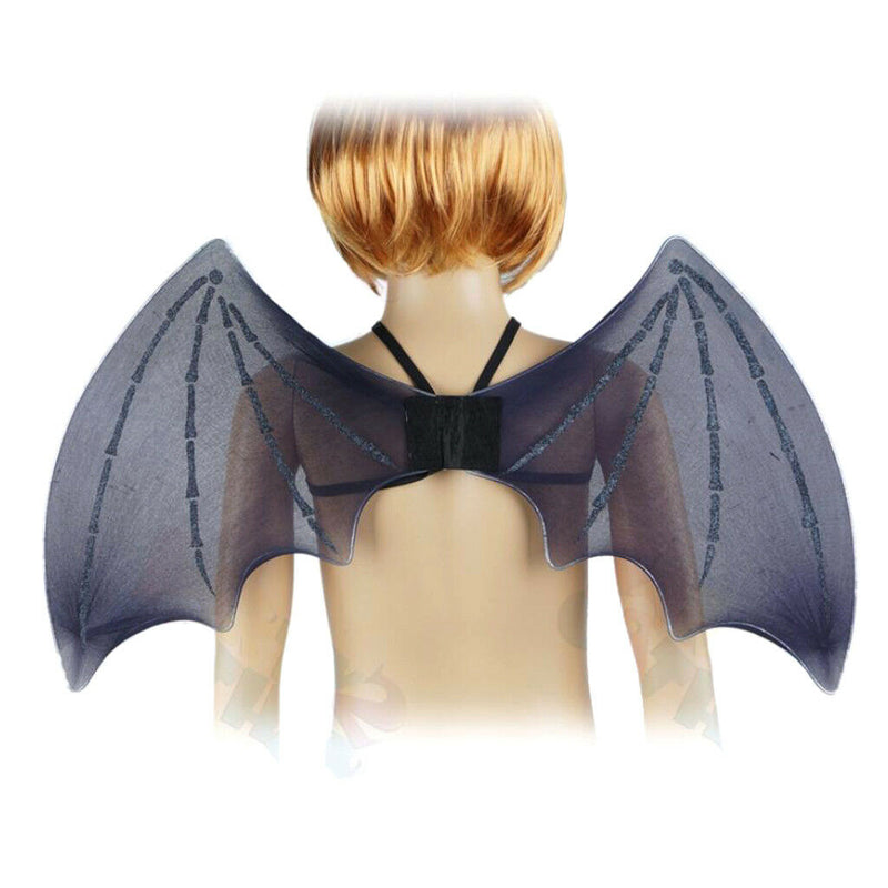 Kid Child Glitter Black Bat   Halloween Angel Fancy Dress Accessory