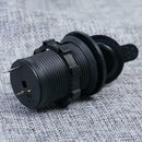 Car Boat Motorcycle Cigarette Lighter Socket Power Plug Outlet &Cover Black Sets