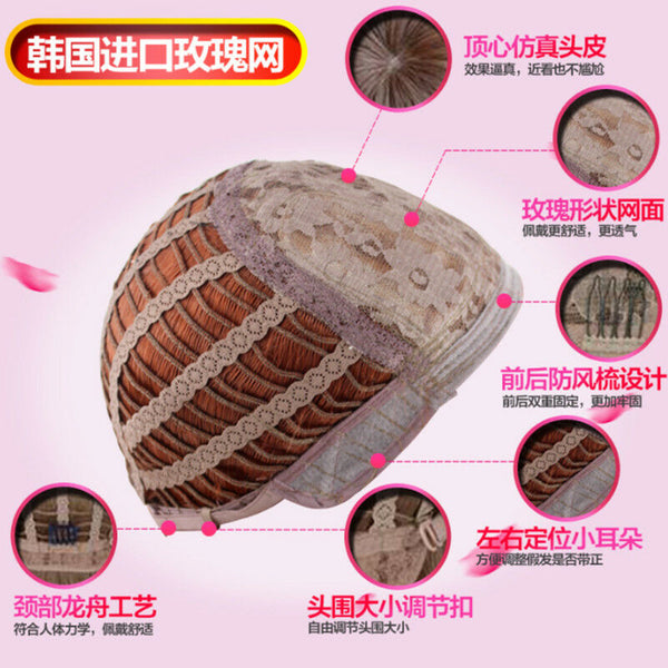 Women Ladies Black Ombre Hair Full Wig Fashion Style Black Root Medium Curly Wig