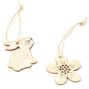 8Pcs Easter Egg Rabbit Wood Craft Wooden Chicken Flowers Pendants Ornaments S4U1
