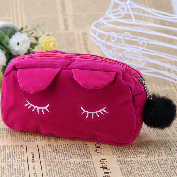 Cute Cosmetic Makeup Bag Case Handbag Travel Toiletry Organizer (Rose Red) A#S