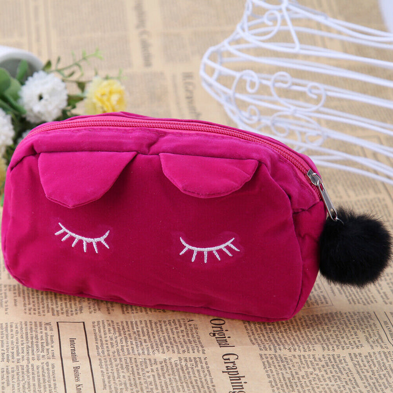 Cute Cosmetic Makeup Bag Case Handbag Travel Toiletry Organizer (Rose Red) A