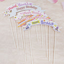 Happy Birthday Cake Cupcake Bunting Banner Flag Food Topper Party Picks 3C