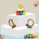 4pcs Wooden Hand Ring Bell Baby Kid Bed Rattles Musical Education Gift Toys A