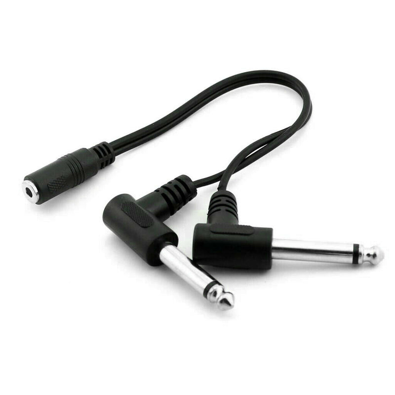 Black 3.5mm 1/8inch Stereo Female to 2x 6.35mm 1/4" Mono Male Y Splitter Cable