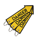 Yellow Danger Keychain Embroidery Luggage Tag Motorcycle Key Chain Ring Nice