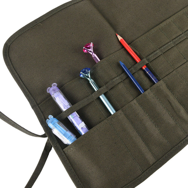 Roll Up Canvas Paint Brush Bag For Artist Draw Pen Brush School Arts Supplies 3C
