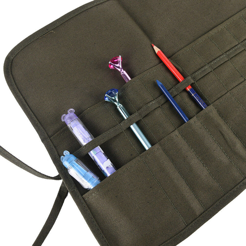 Roll Up Canvas Paint Brush Bag For Artist Draw Pen Brush School Arts Supplies 3C