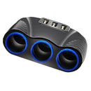 3.1A 120W Car 3 Sockets Cigarette Lighter with 3 USB Ports for Smartphone