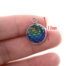 5Pcs 12mm stainless steel mermaid fish scale charms round pendants for DIYBX