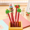 Christmas Pencil With Eraser Tops Kids Teacher Xmas stationery Party Studen N4Q2